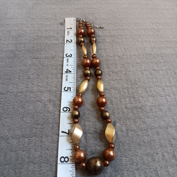 Unisex Surf Skater Boho Plastic Bead Choker, Earthy Brown Beachy Necklace - Picture 5 of 7